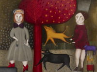 María José Romero, Se fué y los perros se fueron con ella, óleo sobre tela, 100 x 120 cm., 2022